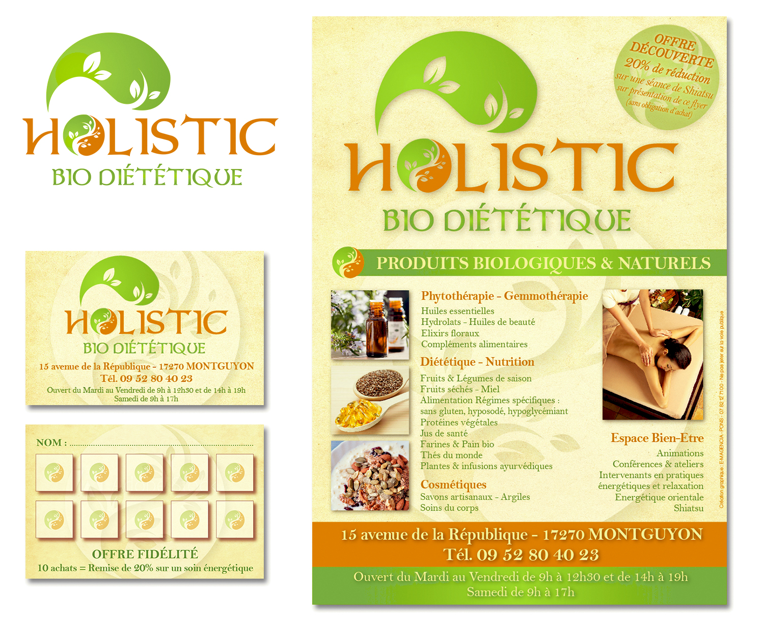 Holistic Bio Diététique - E-magencia graphiste - Flyer - Carte de fidélité