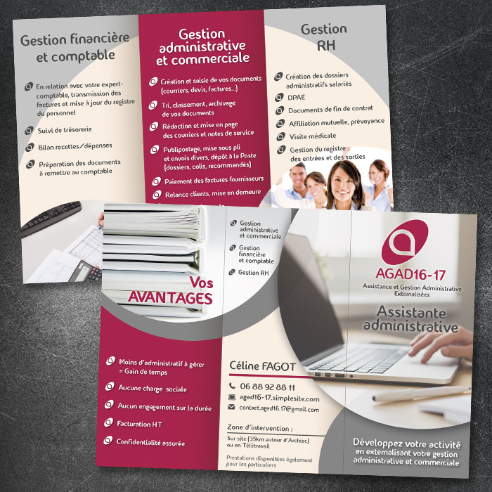 E-magencia - portfolio - Flyer Céline Fagot Assistante administrative AGAD 16-17